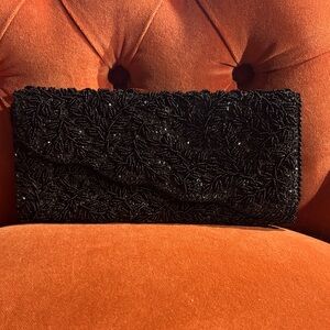 Elegant Black Beaded Clutch